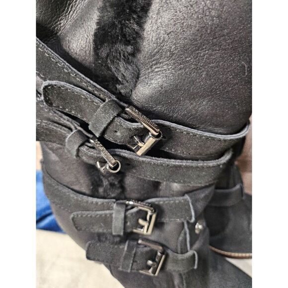 Mulberry Heeled Fur Leather Boots 36.5 US 6.5 7 - Picture 4 of 8